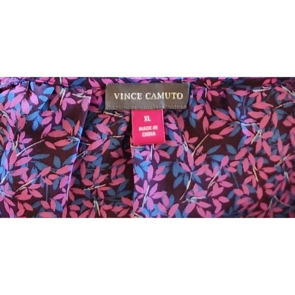 Vince Camuto XL Floral Purple Waist Cinch Drawstring V-Neck Sleeveless Dress - Picture 7 of 9